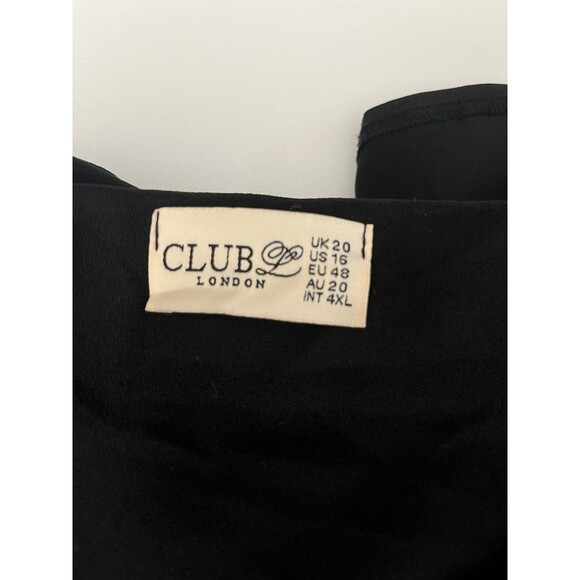 Club London Women Black One Shoulder Jumpsuit Size 16 Flared Leg Shoulder Cape - Picture 4 of 9